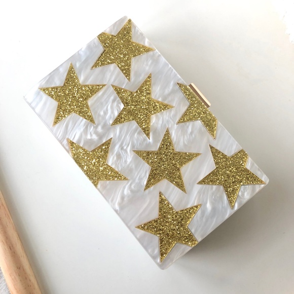 Ziggy Star Dust Clutch in White Marble - Picture 4 of 8